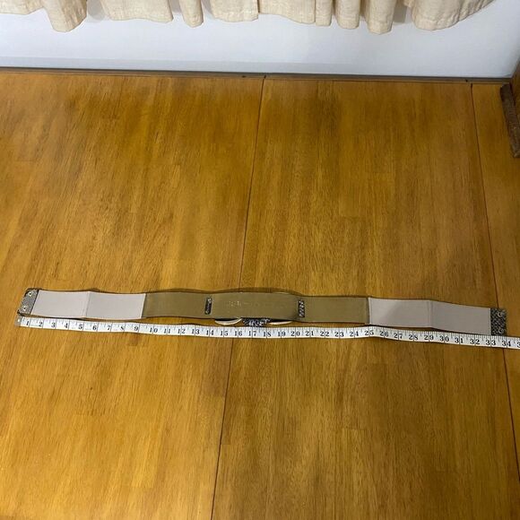 Michael Kors Snake embossed Leather Belt Tan/Gold  size L/XL Style 555115 - Picture 6 of 7